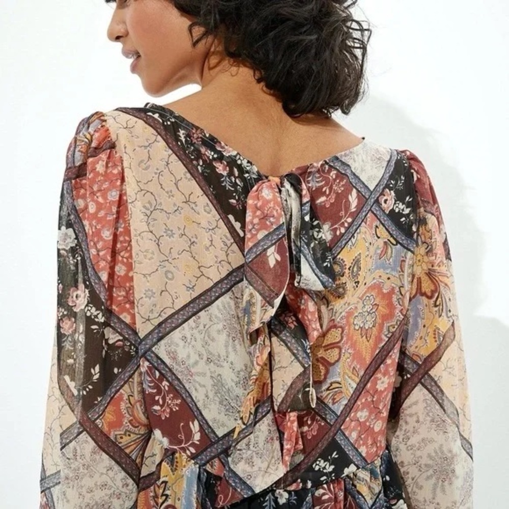 American Eagle Multi Color Patchwork Pattern Tie … - image 8